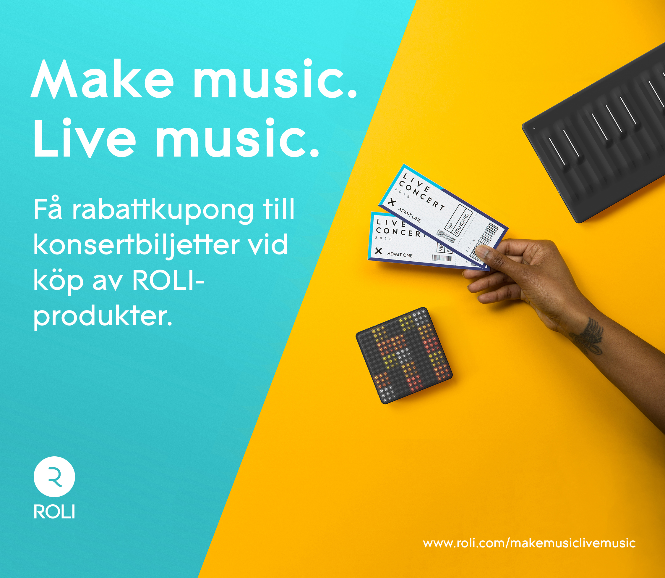 ROLI kampanj – Få rabattkupong till konsertbiljetter vid köp av ROLI-produkter