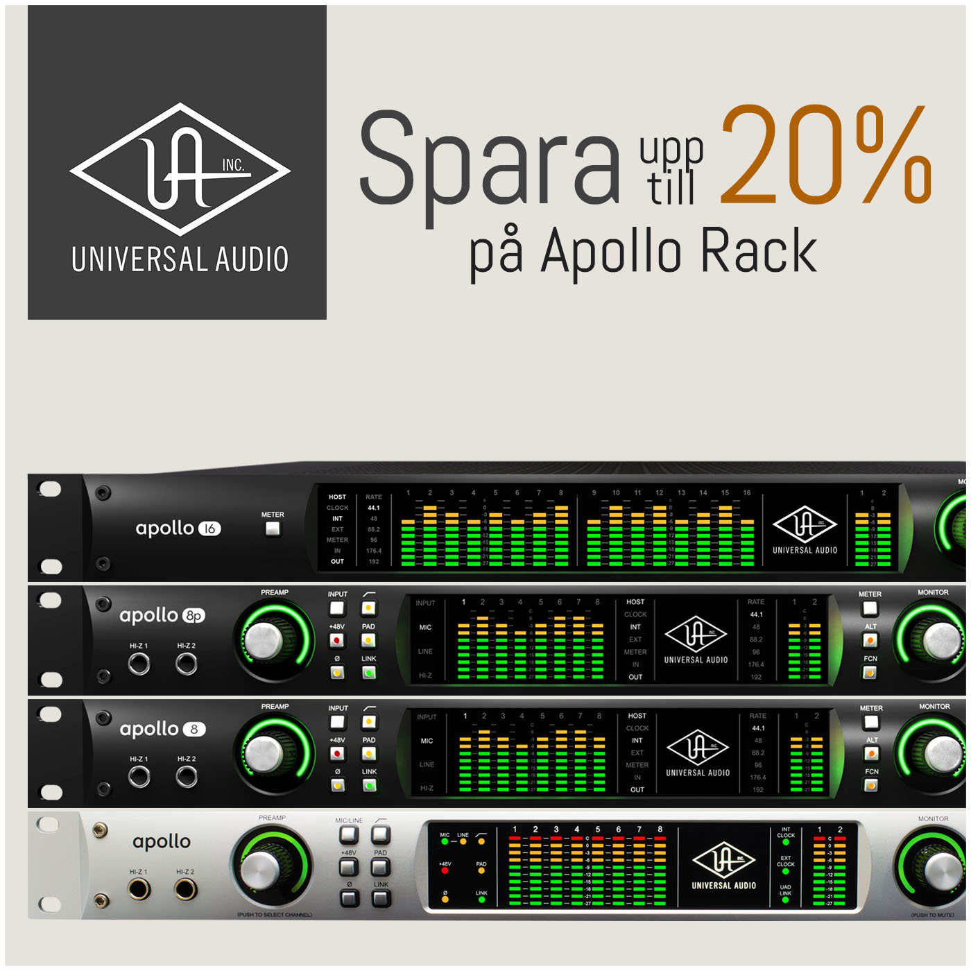 Universal Audio kampanj – Spara 20% på Apollo Rack